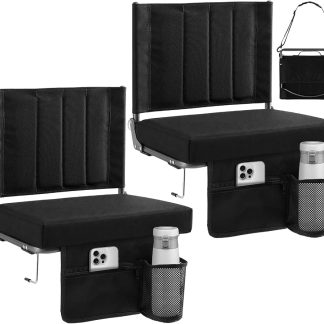 Stadium Seats with Back Support 2 Pack, Bleacher Chairs, Navy | NEWBULIG