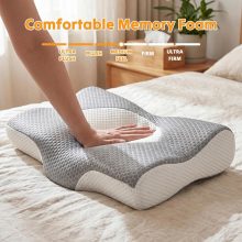 Cervical Neck Pillow for Neck Pain Relief, Ergonomic Contour Memory Foam Pillow for Side Back & Stomach Sleepers with Cooling Breathable Cover - view 3 of 6 | NEWBULIG