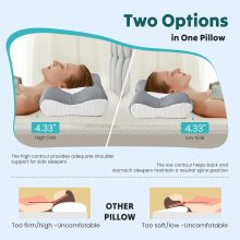 Cervical Neck Pillow for Neck Pain Relief, Ergonomic Contour Memory Foam Pillow for Side Back & Stomach Sleepers with Cooling Breathable Cover - view 4 of 6 | NEWBULIG