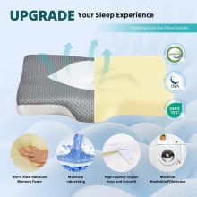 Cervical Neck Pillow for Neck Pain Relief, Ergonomic Contour Memory Foam Pillow for Side Back & Stomach Sleepers with Cooling Breathable Cover - view 5 of 6 | NEWBULIG