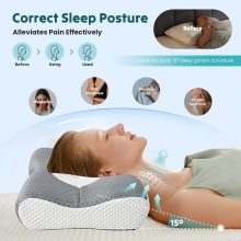 Cervical Neck Pillow for Neck Pain Relief, Ergonomic Contour Memory Foam Pillow for Side Back & Stomach Sleepers with Cooling Breathable Cover - view 6 of 6 | NEWBULIG