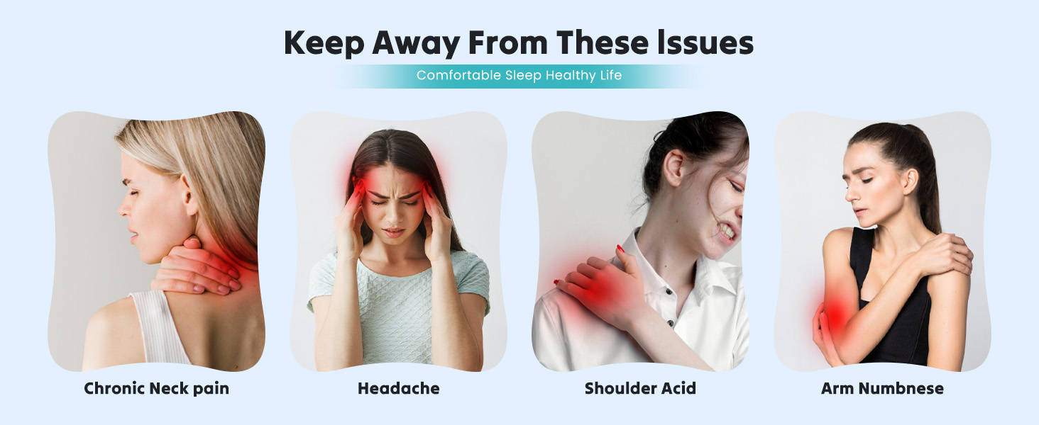 NEWBULIG Cervical Neck Pillow for Neck Pain Relief, Ergonomic Contour Memory Foam Pillow for Side Back & Stomach Sleepers with Cooling Breathable Cover - NEWBULIG product detail