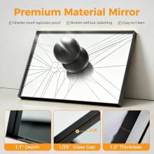 30×36 Inch Wall Mirror, Bathroom Mirror for Over Sink, Black - view 5 of 6 | NEWBULIG