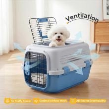 23 Inch Hard-Sided Dog Carrier for Small Dogs & Cats, Grey & Blue - view 2 of 6 | NEWBULIG