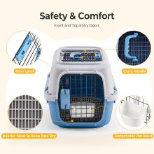 23 Inch Hard-Sided Dog Carrier for Small Dogs & Cats, Grey & Blue - view 3 of 6 | NEWBULIG