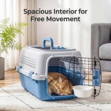 23 Inch Hard-Sided Dog Carrier for Small Dogs & Cats, Grey & Blue - view 5 of 6 | NEWBULIG