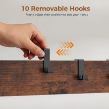 Coat Rack, Hall Tree with Shoe Bench, 4-in-1 Entryway Organizer with 10 Hooks and Storage Shelf, Rustic Wood Entryway Bench for Mudroom, Living Room, Bedroom, Brown - view 6 of 6 | NEWBULIG