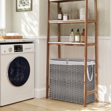 Laundry Hamper with Lid, 29 Gallon (110L) Wicker Clothes Basket, Double Woven Clothes Basket Organizer for Bedroom, Bathroom & Laundry Room, Grey - view 2 of 6 | NEWBULIG