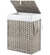 NEWBULIG Laundry Hamper with Lid, 29 Gallon (110L) Wicker Clothes Basket, Double Woven Clothes Basket Organizer for Bedroom, Bathroom & Laundry Room, Grey - NEWBULIG product detail