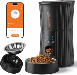 Automatic Cat Feeder with APP 4L Small Dog Food Dispenser, Black | NEWBULIG