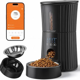 Automatic Cat Feeder with APP 4L Small Dog Food Dispenser, Black | NEWBULIG