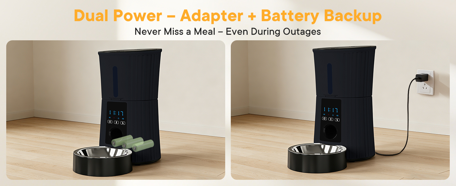 NEWBULIG Automatic Cat Feeder with APP 4L Small Dog Food Dispenser, Black - NEWBULIG product detail