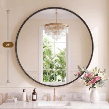 28-Inch Round Wall Mirror, Bathroom Wall Circle Mirror - view 2 of 6 | NEWBULIG