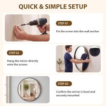 28-Inch Round Wall Mirror, Bathroom Wall Circle Mirror - view 6 of 6 | NEWBULIG
