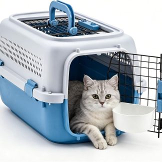 23 Inch Hard-Sided Dog Carrier for Small Dogs & Cats, Blue | NEWBULIG