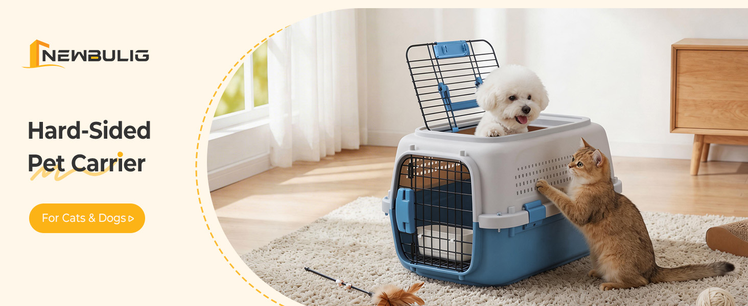 NEWBULIG 23 Inch Hard-Sided Dog Carrier for Small Dogs & Cats, Blue - NEWBULIG product detail