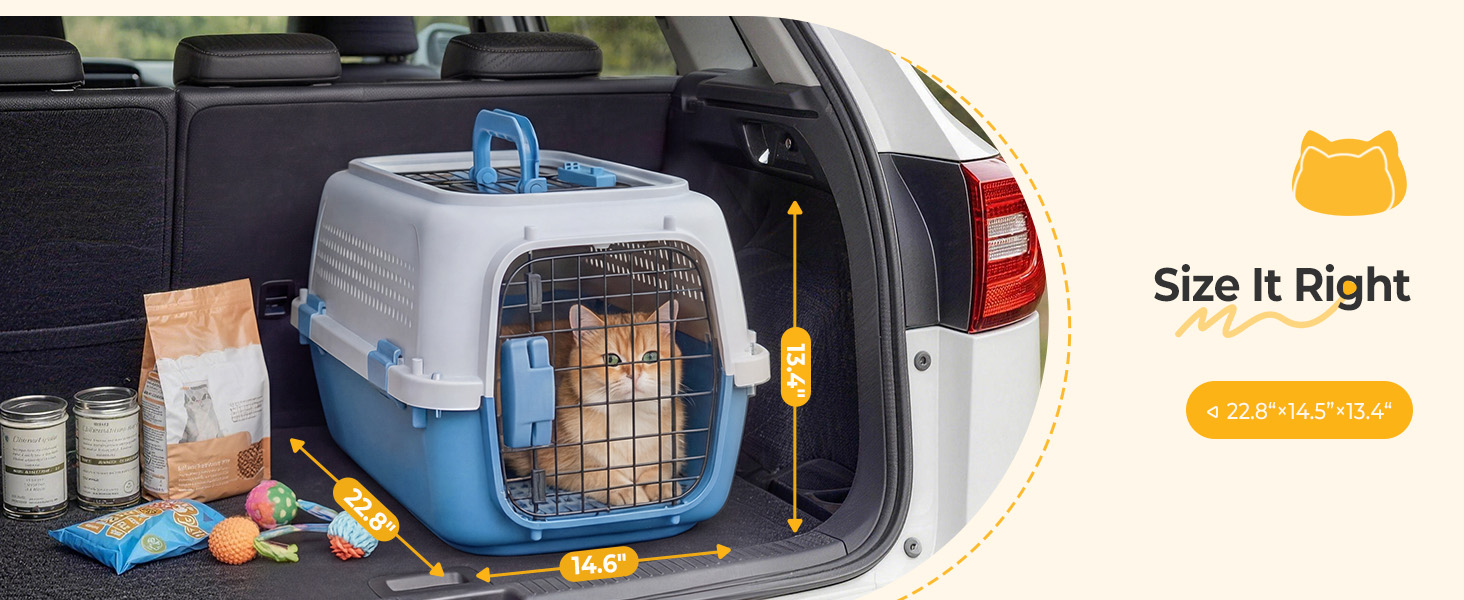NEWBULIG 23 Inch Hard-Sided Dog Carrier for Small Dogs & Cats, Blue - NEWBULIG product detail