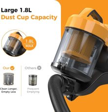 Canister Vacuum Cleaner for Home, Bagless Vacuum Cleaner, Yellow - view 5 of 6 | NEWBULIG