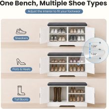 Shoe Bench with Storage for Entryway, 39.4 Inch Shoe Storage Bench - view 4 of 6 | NEWBULIG