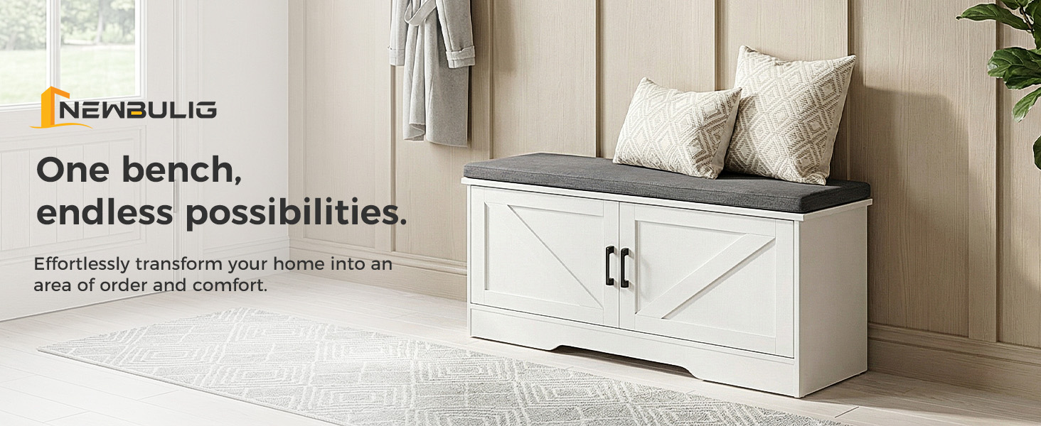 NEWBULIG Shoe Bench with Storage for Entryway, 39.4 Inch Shoe Storage Bench - NEWBULIG product detail