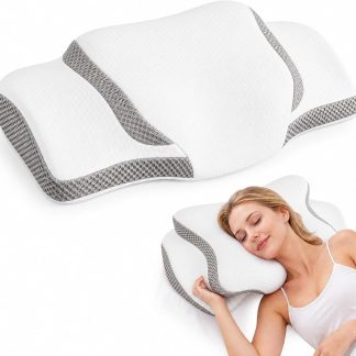 Cervical Neck Pillow for Neck Pain Relief, Ergonomic Contour Memory Foam Pillow for Side Back & Stomach Sleepers with Cooling Breathable Cover | NEWBULIG
