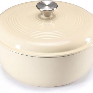 6 Quart Cast Iron Dutch Oven, Enamel Dutch Oven Pot with Lid Beige | NEWBULIG