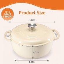 6 Quart Cast Iron Dutch Oven, Enamel Dutch Oven Pot with Lid Beige - view 3 of 6 | NEWBULIG
