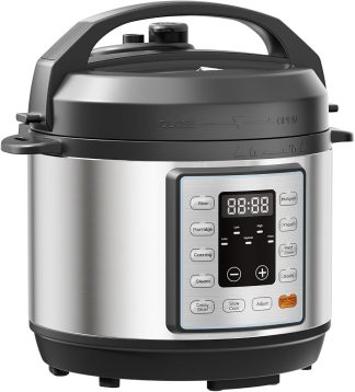 10-In-1 Electric Pressure Cooker, 3 Quart Multi Cooker for Rice, Stew and Steam, Small Programmable Stainless Steel Pot with Slow Cook Function and Ceramic Inner Pot | NEWBULIG