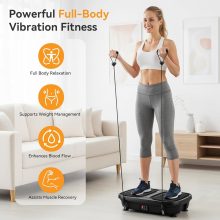 Vibration Plate Exercise Machine for Whole Body Workout, Vibrating Shaker Platform with Remote & Pull Ropes for Weight Loss Fat Burner, Home Gym Fitness Equipment, Black - view 2 of 6 | NEWBULIG