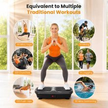 Vibration Plate Exercise Machine for Whole Body Workout, Vibrating Shaker Platform with Remote & Pull Ropes for Weight Loss Fat Burner, Home Gym Fitness Equipment, Black - view 5 of 6 | NEWBULIG