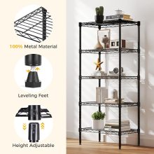 5-Tier Wire Storage Shelves, 200 lbs Heavy Duty Steel Rack, Black - view 4 of 6 | NEWBULIG