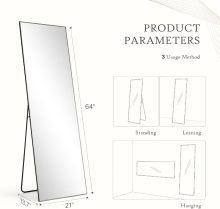 64×21 Inch Full Length Mirror, Full Body Standing Mirror, Black - view 2 of 6 | NEWBULIG