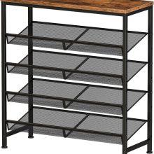 5 Tiers Shoe Rack for Entryway, Metal, Adjustable, 29.5 Inch W, Brown - view 4 of 6 | NEWBULIG