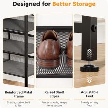 5 Tiers Shoe Rack for Entryway, Metal, Adjustable, 29.5 Inch W, Brown - view 5 of 6 | NEWBULIG