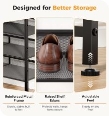 5 Tiers Shoe Rack for Entryway, Metal, Adjustable, 29.5 Inch W, Brown - view 5 of 6 | NEWBULIG