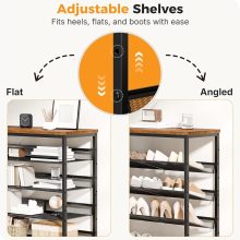 5 Tiers Shoe Rack for Entryway, Metal, Adjustable, 29.5 Inch W, Brown - view 6 of 6 | NEWBULIG