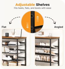 5 Tiers Shoe Rack for Entryway, Metal, Adjustable, 29.5 Inch W, Brown - view 6 of 6 | NEWBULIG