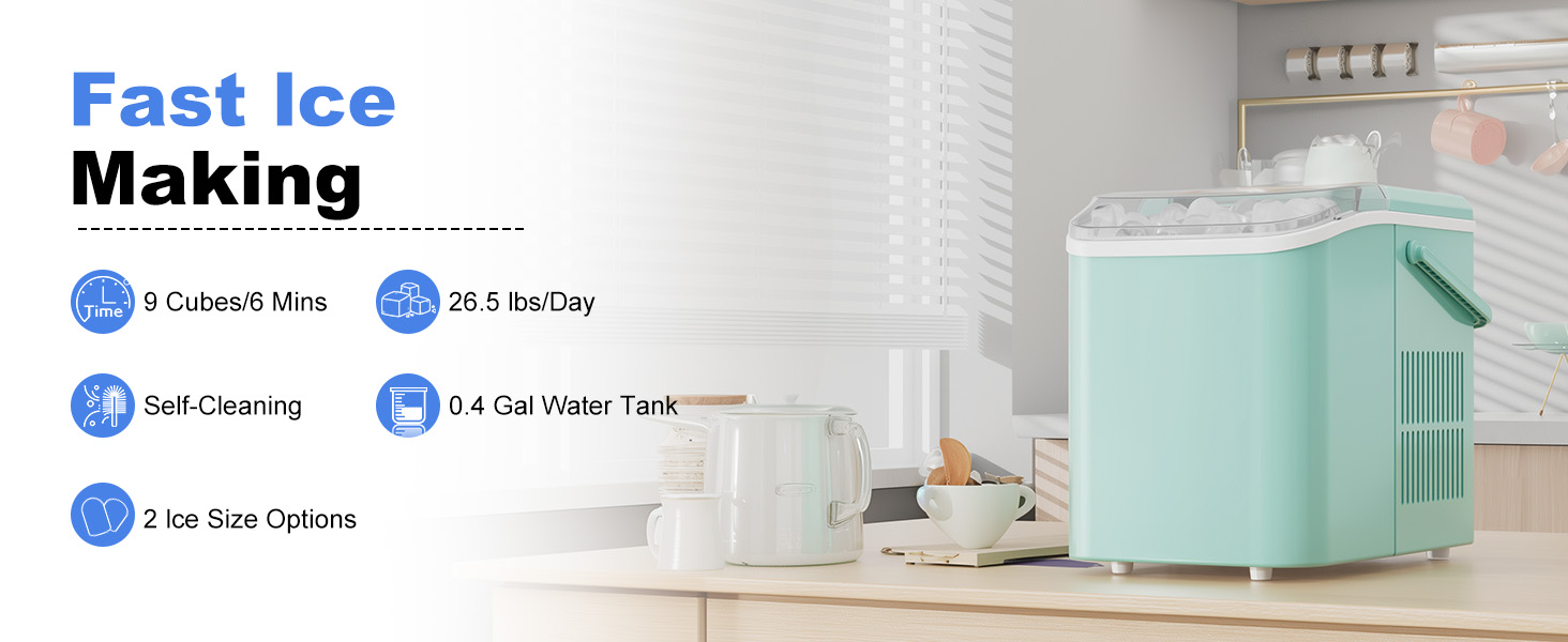 NEWBULIG Countertop Ice Maker Machine with Handle, Portable Ice Maker - NEWBULIG product detail