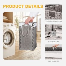 90L Large Laundry Hamper with Lid, Collapsible Dirty Clothes Basket Bag, Freestanding Fabric Bin for Bedroom, Bathroom, Closet and Dorm Room Organization, Grey - view 2 of 6 | NEWBULIG