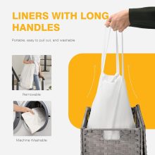 90L Large Laundry Hamper with Lid, Collapsible Dirty Clothes Basket Bag, Freestanding Fabric Bin for Bedroom, Bathroom, Closet and Dorm Room Organization, Grey - view 3 of 6 | NEWBULIG
