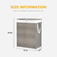 90L Large Laundry Hamper with Lid, Collapsible Dirty Clothes Basket Bag, Freestanding Fabric Bin for Bedroom, Bathroom, Closet and Dorm Room Organization, Grey - view 6 of 6 | NEWBULIG