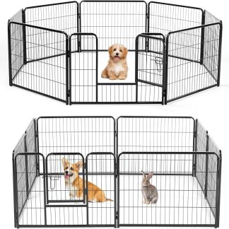 Dog Playpen Indoor 8 Panels 24 Inch, Metal Outdoor Dog Fence Pen | NEWBULIG