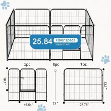 Dog Playpen Indoor 8 Panels 24 Inch, Metal Outdoor Dog Fence Pen - view 5 of 6 | NEWBULIG