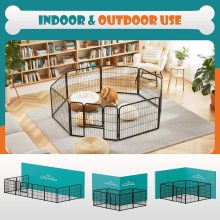 Dog Playpen Indoor 8 Panels 24 Inch, Metal Outdoor Dog Fence Pen - view 6 of 6 | NEWBULIG
