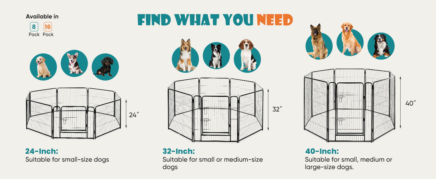 NEWBULIG Dog Playpen Indoor 8 Panels 24 Inch, Metal Outdoor Dog Fence Pen - NEWBULIG product detail