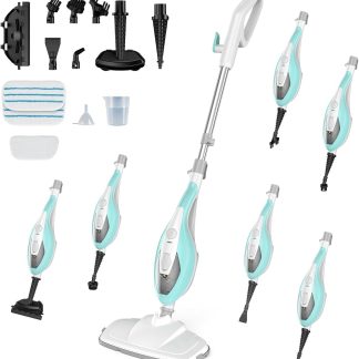 14-in-1 Steam Mop, Powerful Detachable Handheld Steam Cleaner for Floor Cleaning with 2 Washable Pads, 16.4 FT Cord, Multi-Purpose Floor Steamer for Hardwood, Clothes, Carpet, Tile, Grout | NEWBULIG