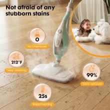 14-in-1 Steam Mop, Powerful Detachable Handheld Steam Cleaner for Floor Cleaning with 2 Washable Pads, 16.4 FT Cord, Multi-Purpose Floor Steamer for Hardwood, Clothes, Carpet, Tile, Grout - view 3 of 6 | NEWBULIG