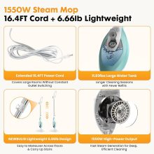 14-in-1 Steam Mop, Powerful Detachable Handheld Steam Cleaner for Floor Cleaning with 2 Washable Pads, 16.4 FT Cord, Multi-Purpose Floor Steamer for Hardwood, Clothes, Carpet, Tile, Grout - view 4 of 6 | NEWBULIG