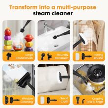 14-in-1 Steam Mop, Powerful Detachable Handheld Steam Cleaner for Floor Cleaning with 2 Washable Pads, 16.4 FT Cord, Multi-Purpose Floor Steamer for Hardwood, Clothes, Carpet, Tile, Grout - view 6 of 6 | NEWBULIG