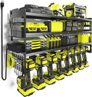 Large 33 Inch Power Tool Organizer with 4-Outlet Power Strip | NEWBULIG